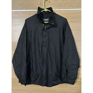 Landway Men Medium Pullover 1/4 Zip Jacket Black Pockets Lightweight Windbreaker